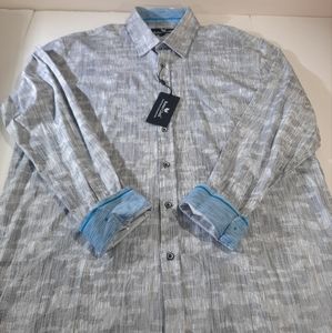 Butter Cloth Button Down Shirt Mens XXL 2XL Gray Camo Long Sleeve Cotton Casual